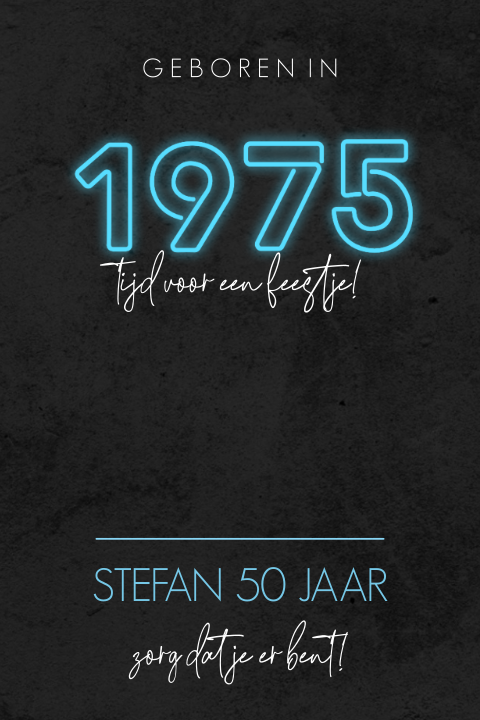 Uitnodiging geboren in 1975 50 jaar neon-licht