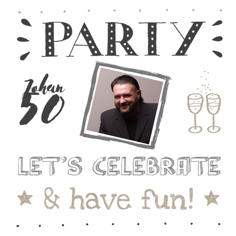 Verjaardagsuitnodiging handlettering 50 foto