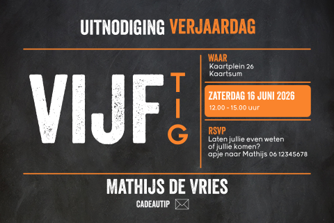 50ste verjaardagsuitnodiging stoer met krijtbord achtergrond