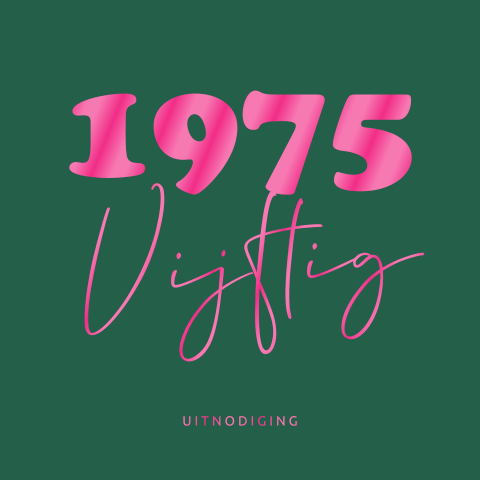 Vrolijke uitnodiging vrouw voor een 50ste verjaardag hoogglans effect