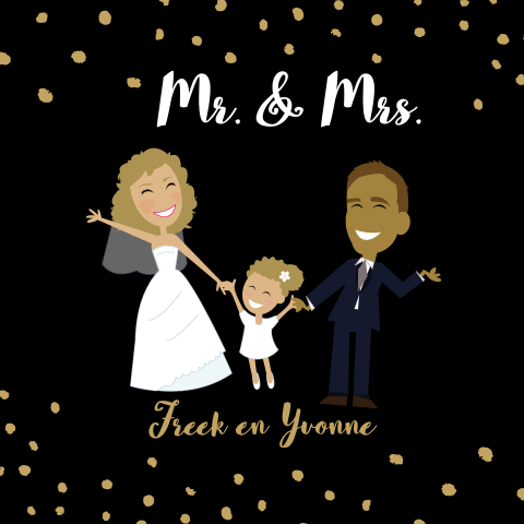 Trouwkaart sparkle stippel mr mrs grey