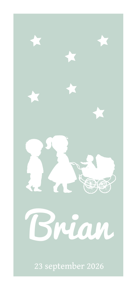 Silhouet geboortekaartje jongen 3e kindje baby boy