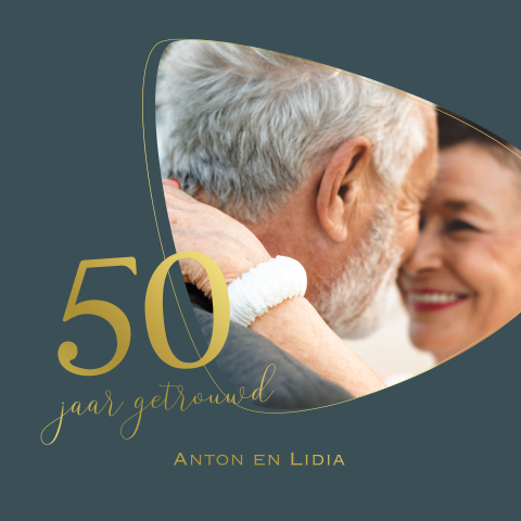 Jubileum uitnodiging 50 jaar getrouwd met goudfolie