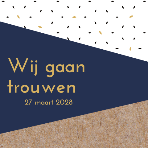 Geometrische trouwkaart met kraft en confetti