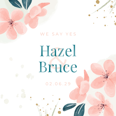 Trouwkaart met hoogglans en roze bloemen
