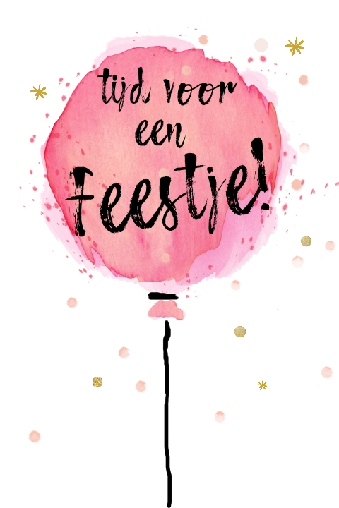 Uitnodiging verjaardag roze aquarel ballon typografie