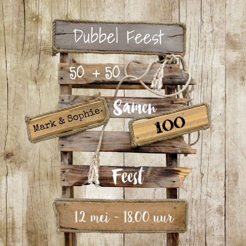 Samen 100 uitnodiging met hippe pallet hout