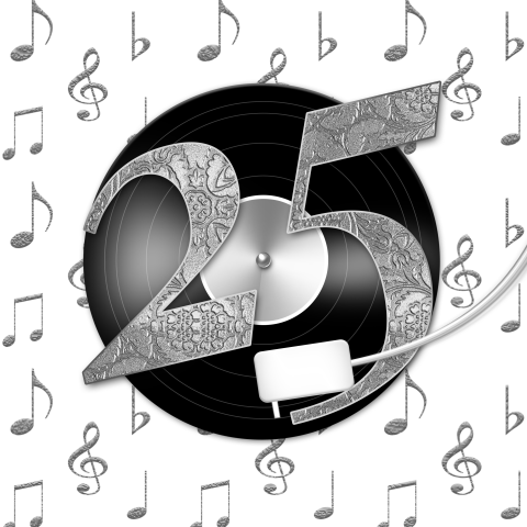 Feest uitnodiging 25 jarig jubileum LP muziek