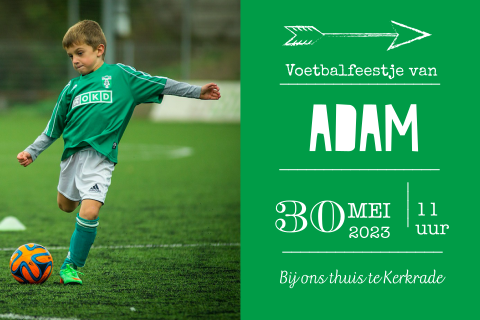 Uitnodiging voetbal kinderfeestje met foto