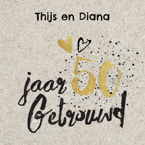 Hippe uitnodiging 50 jaar getrouwd op kraft-look