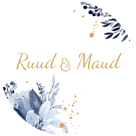Sticker bladeren delftsblauw