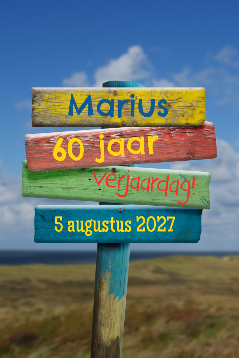 Uitnodiging voor een 60ste verjaardag met borden van hout