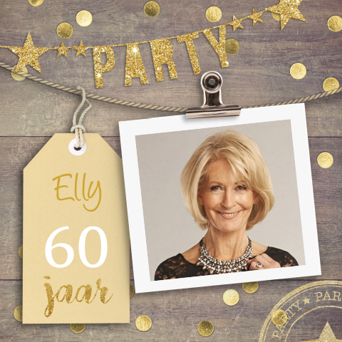 Uitnodiging verjaardag 60 jaar met foto en glitters