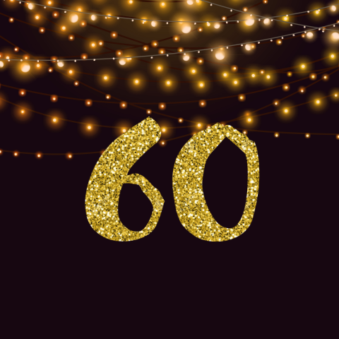 Uitnodiging 60 jaar verjaardag met gouden glitters
