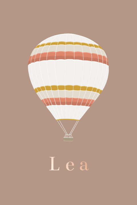 Geboortekaartje met luchtballon rosefolie meisje