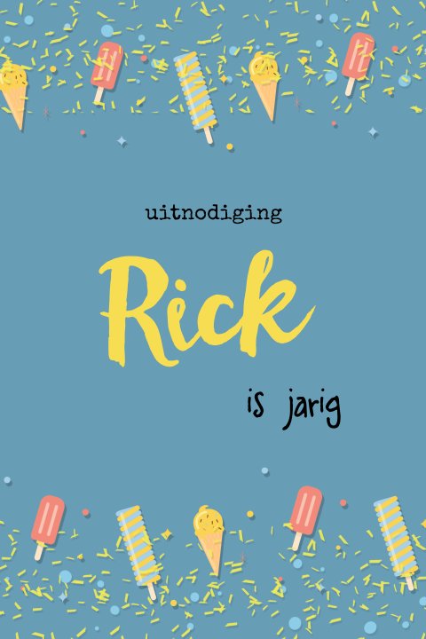 Vrolijke uitnodiging kinderfeestje 8 jaar met ijsjes