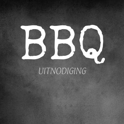 Trendy uitnodiging barbecue tuinfeest met krijtbord en witte letters