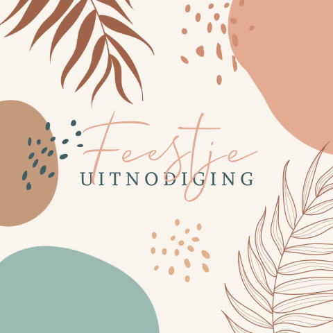 Uitnodiging feestje of verjaardag met botanische tekening