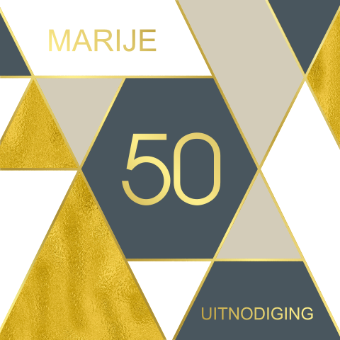 Verjaardag uitnodigingskaart geometrische ruiten goudfolie