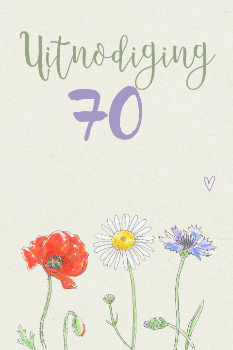 Uitnodiging 70ste verjaardag met veldbloemen