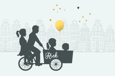 Profiel geboortekaartje Amsterdam bakfiets 2de kindje
