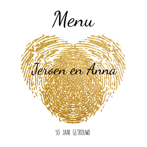Menukaart met goud gekleurde vingerafdruk