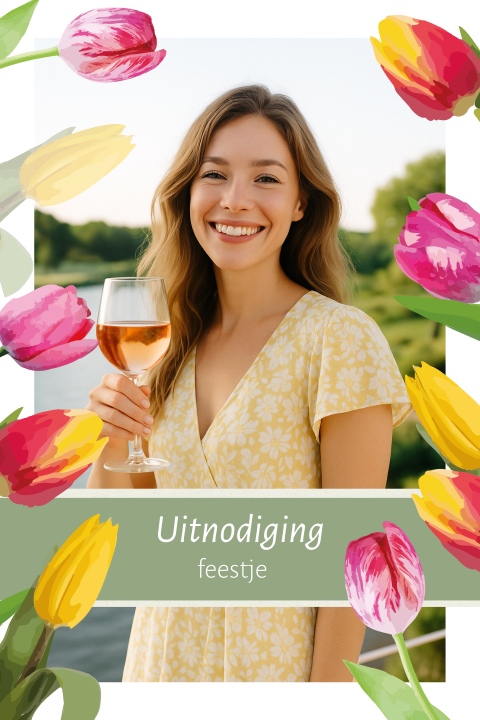 Uitnodiging Vrouw feestje Verjaardag Zomers met Tulpen