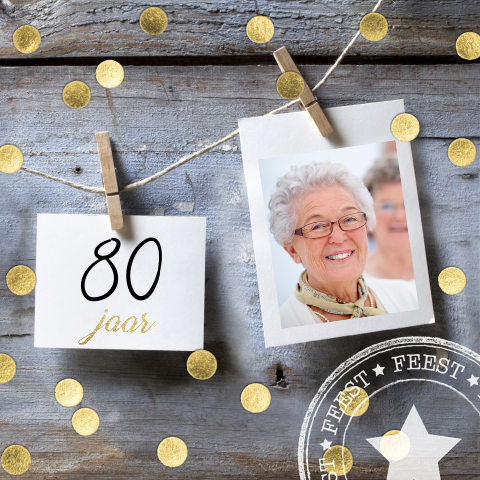 Uitnodiging verjaardag 80 jaar met foto 