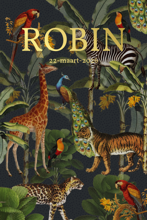 Geboortekaartje bohemian jungle met echte goudfolie