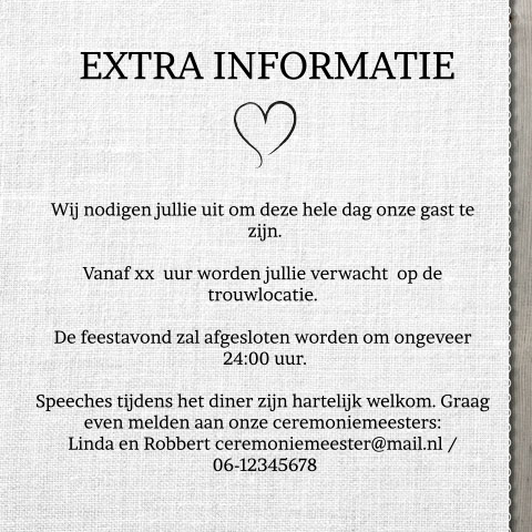 Trouwkaart inlegvel