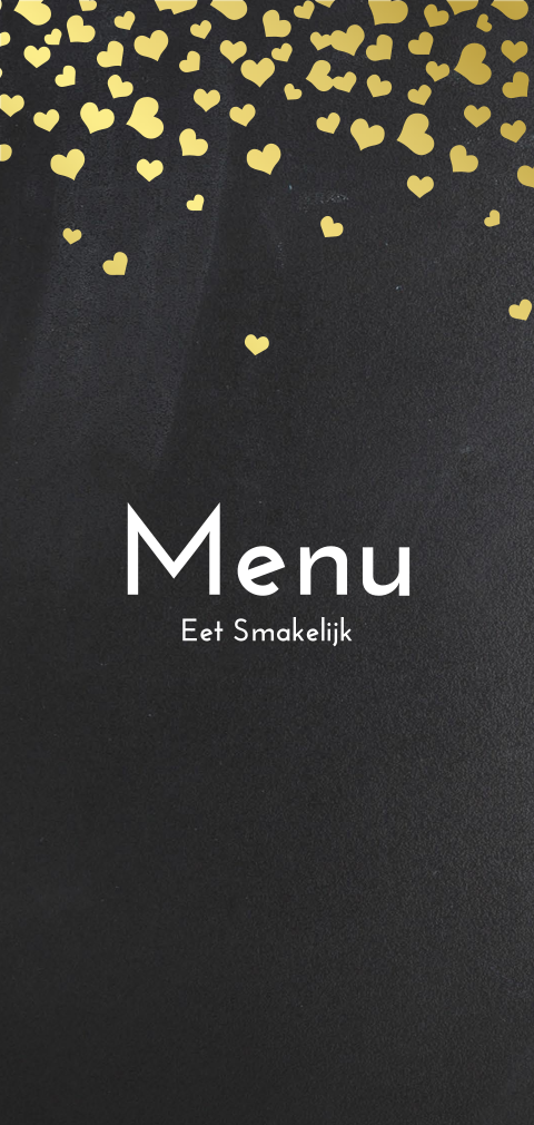Menu kaart met goudfolie en krijtbord
