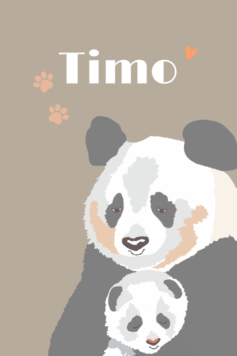 Geboortekaartje voor een jongetje met 2 pandaberen