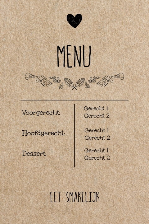Menukaart kraft look hip en moderne details