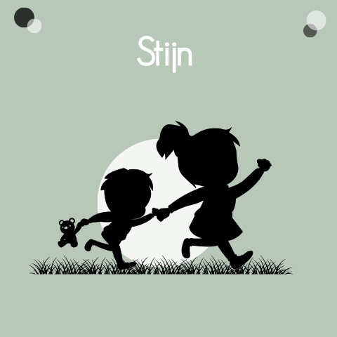 2de kind geboortekaartje silhouet zus broertje hand in hand