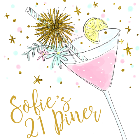 Uitnodiging verjaardagsfeest 21 diner cocktail hip
