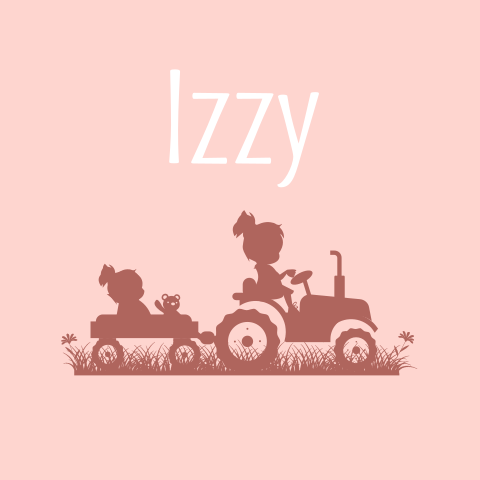 Geboortekaartje 2e kindje meisje met zus in tractor