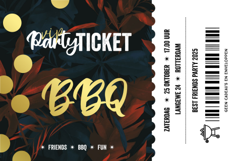 Uitnodiging verjaardag bbq ticket folie 40 jaar verjaardag man
