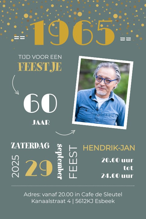 Uitnodiging verjaardag man 60 jaar uit 1965