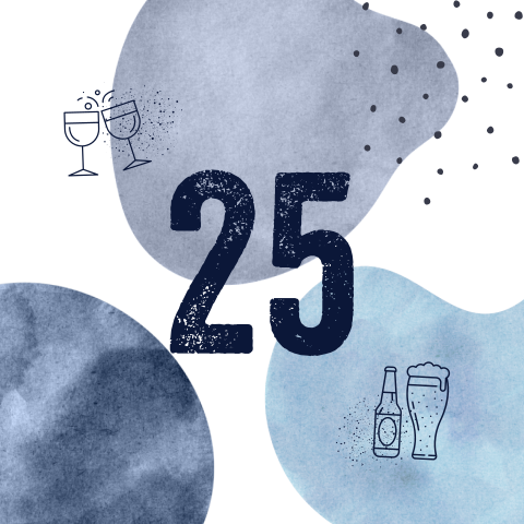 Uitnodiging 25ste verjaardag stoer man bier en glas
