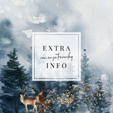 Inlegkaartje winter hert goudlook en bomen waterverf