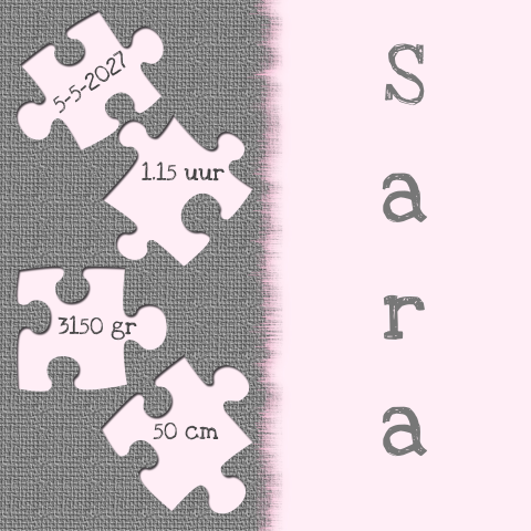 Geboortekaartje met puzzelstukjes