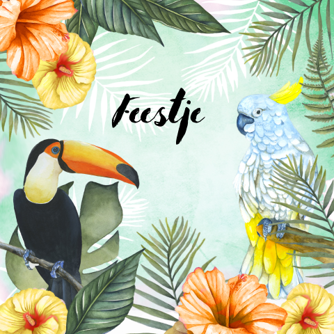 Uitnodiging feestje tropische vogels