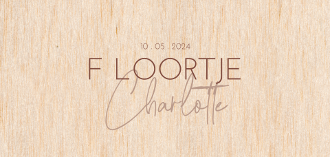 Echt houten geboortekaartje minimalistisch typografisch