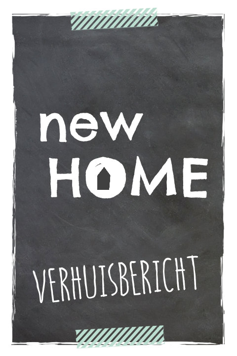 Hippe verhuiskaart met krijtbord achtergrond