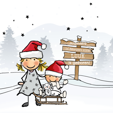Kerstmis geboortekaartje baby geboren met kerst