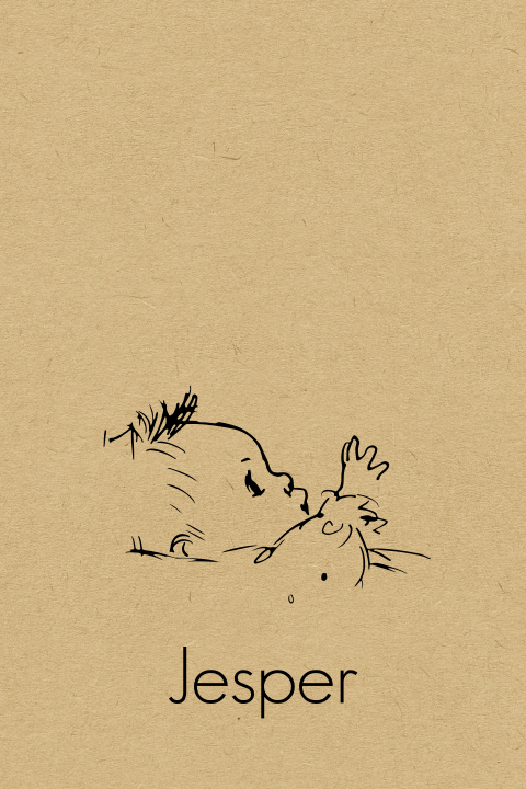 Geboortekaartje baby jongen pentekening op kraftlook