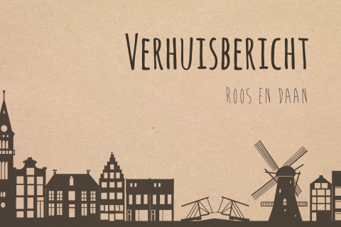 Verhuiskaart hollandse aanzicht op karton