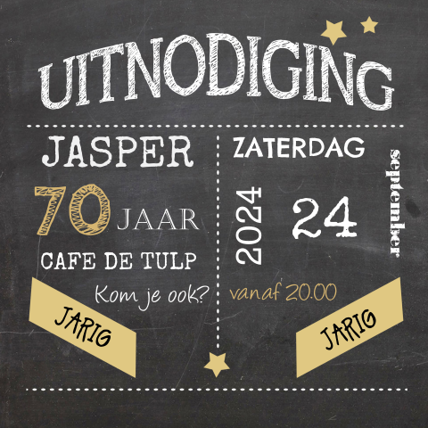 Moderne hippe uitnodiging 70 verjaardag voor een feestje