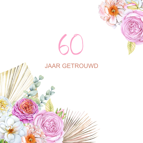 Huwelijksjubileum 60 jaar uitnodiging met rozen
