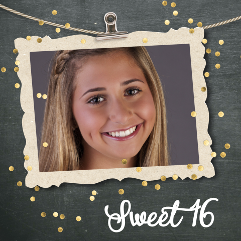 Uitnodiging verjaardag sweet 16 met confetti